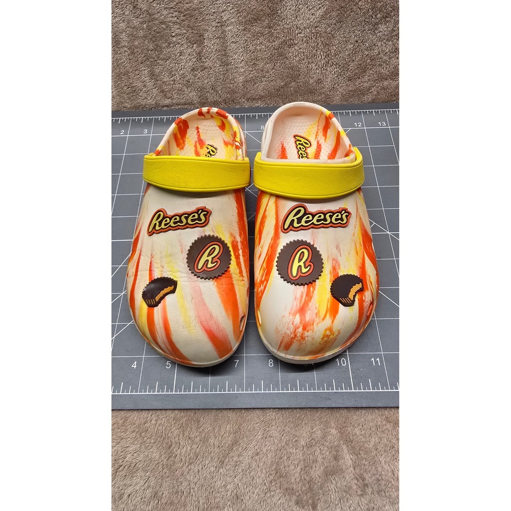 Reese's Peanut Butter Cup Marble Clogs Orange Yellow White Slip On Shoes Size 2